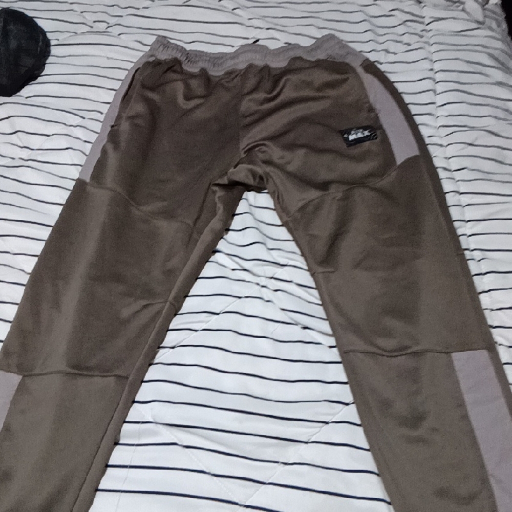 Nike Beige and Gray Lounge Pants with Elastic Waist